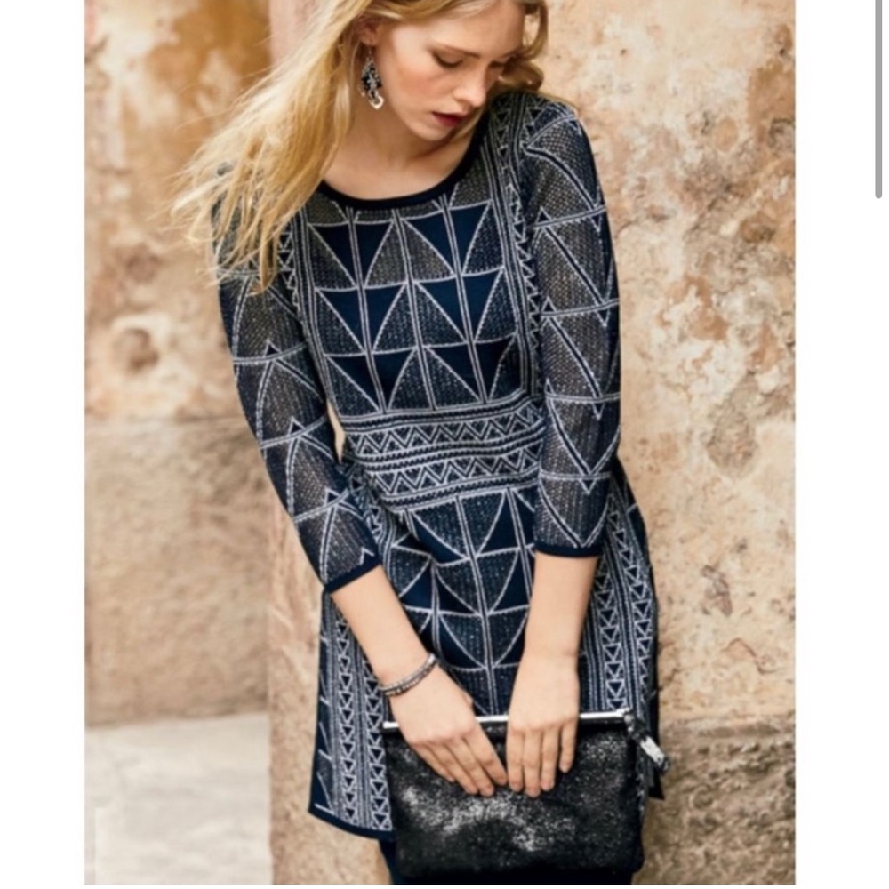 Peruvian Connection Delano Metallic Navy Tunic